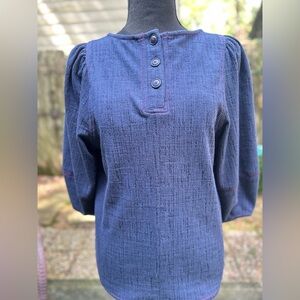 Current Air Los Angeles Anthropologie Womens Blue Peasant Blouse (Size: Small)